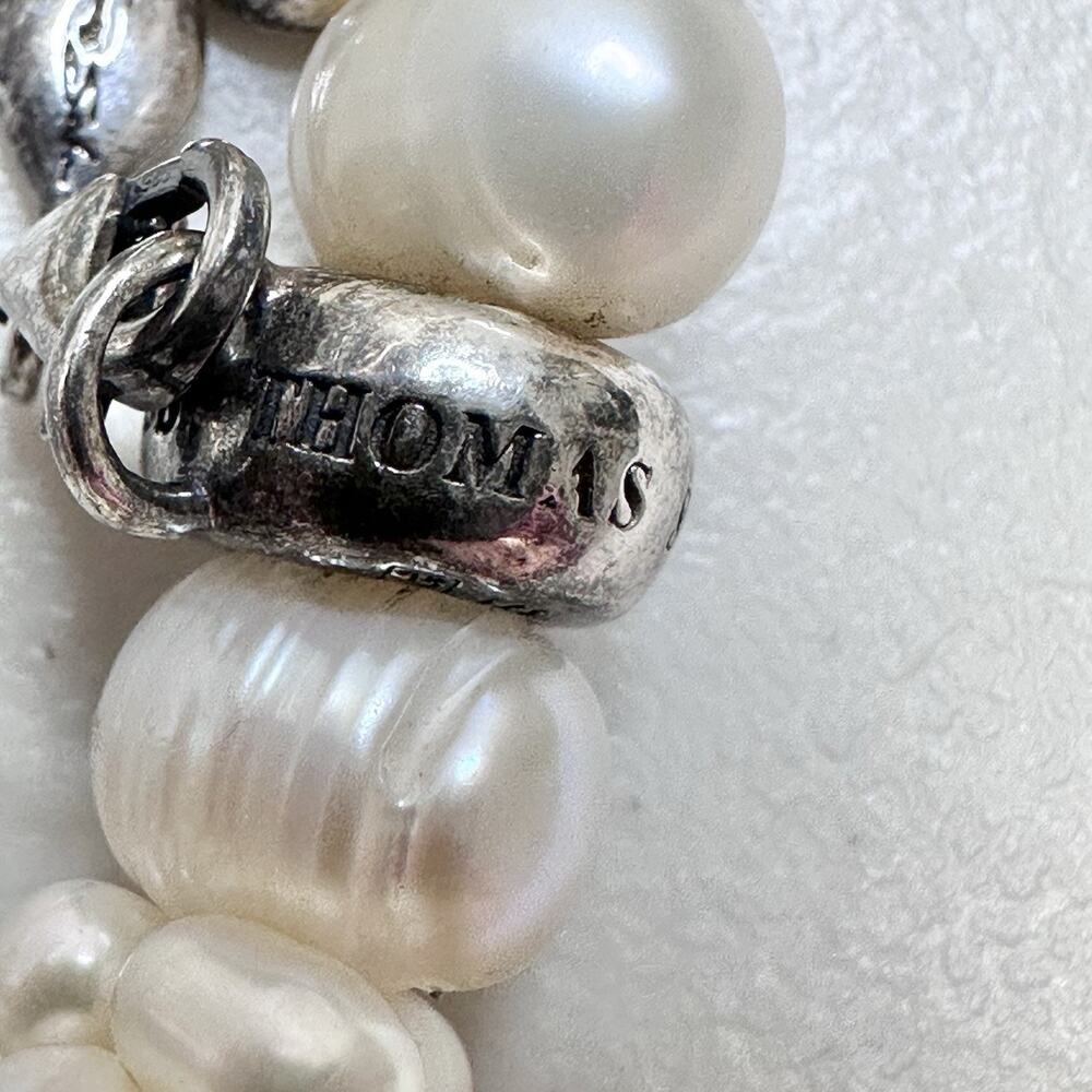 Thomas Sabo Sterling Silver 925 Freshwater Pearl Charm Bracelet Fleur De Lis - Picture 2 of 5